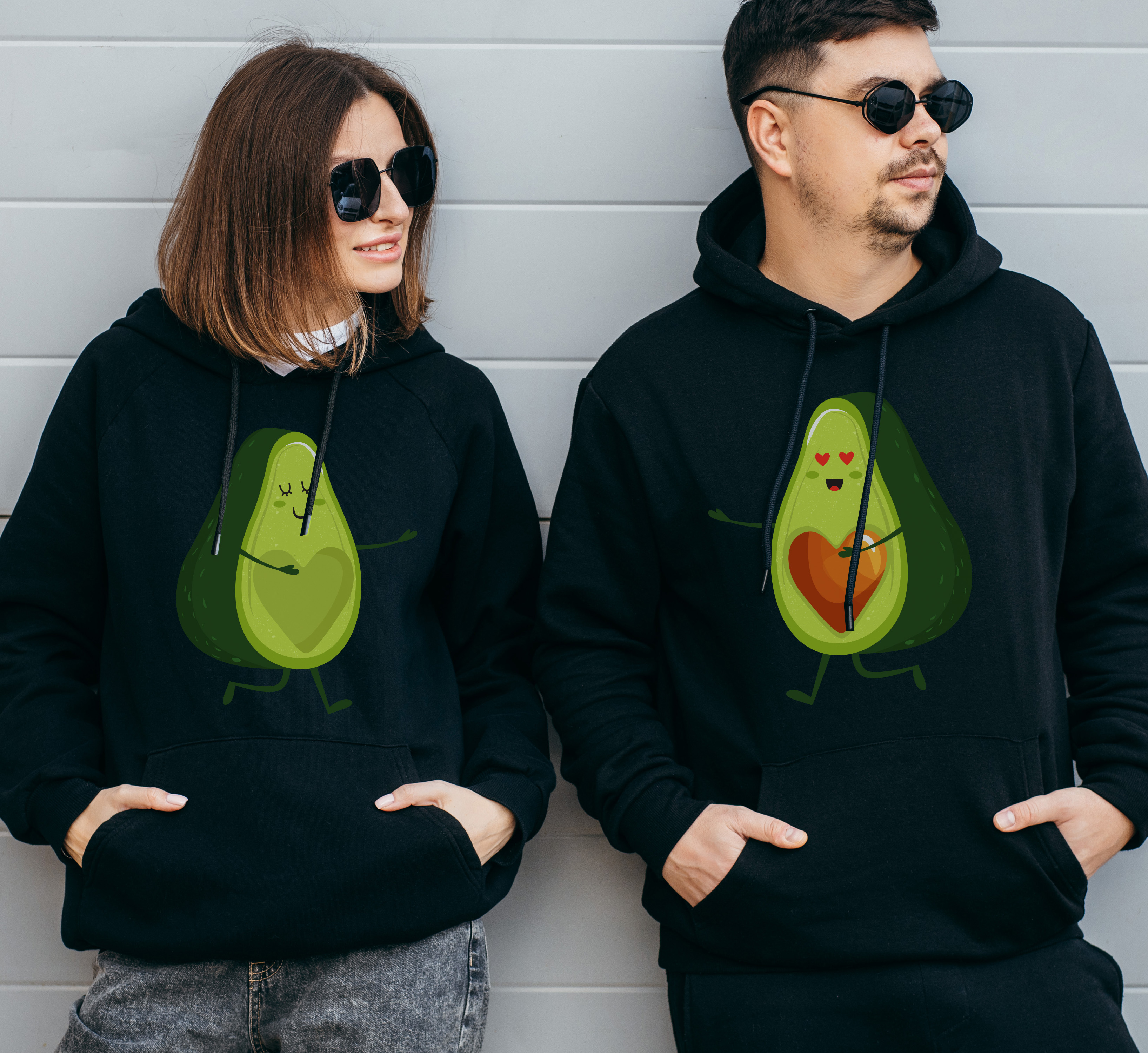 Vrolijke avocado's couple hoodies
