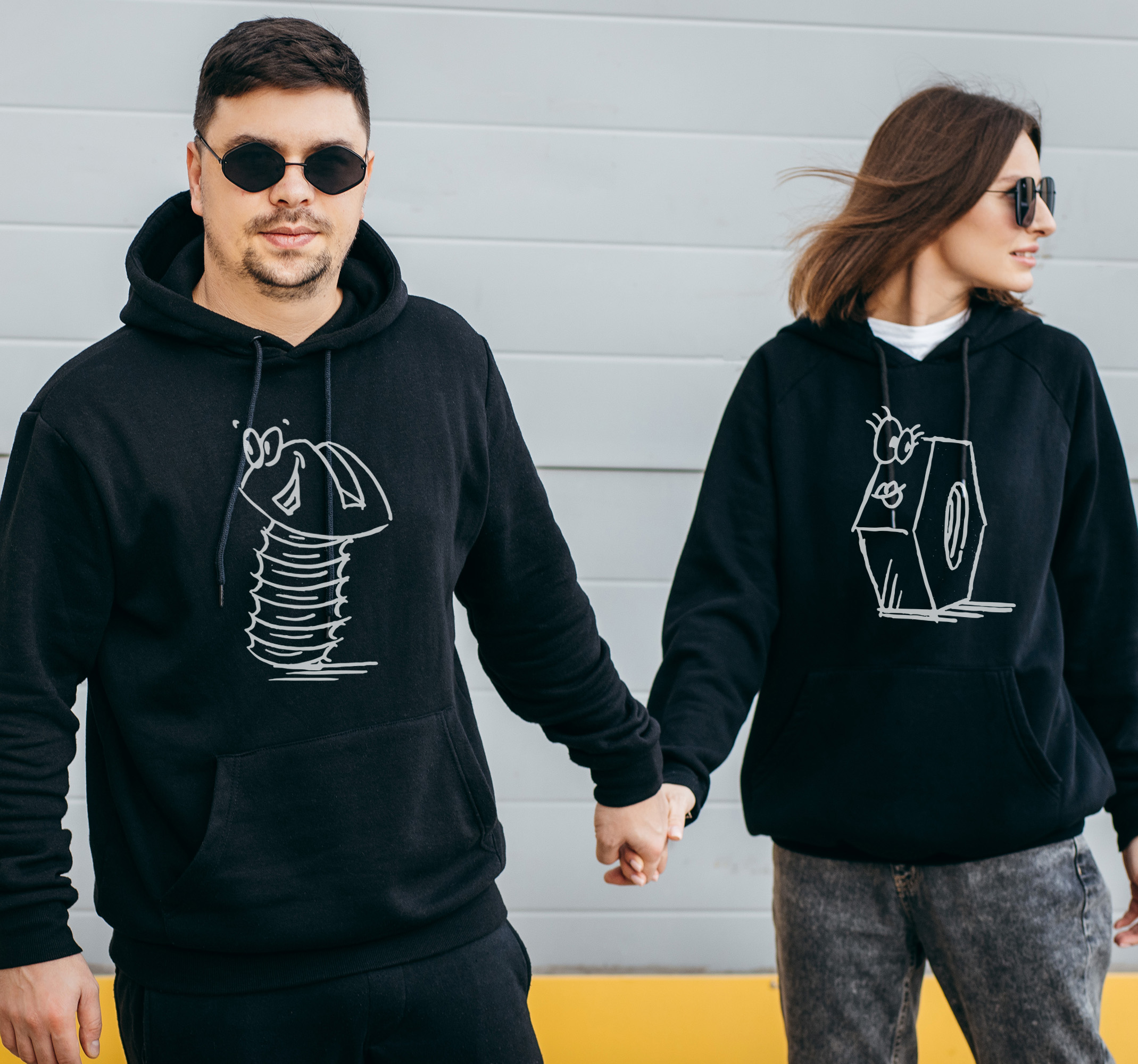 Schroef en bout couple hoodies