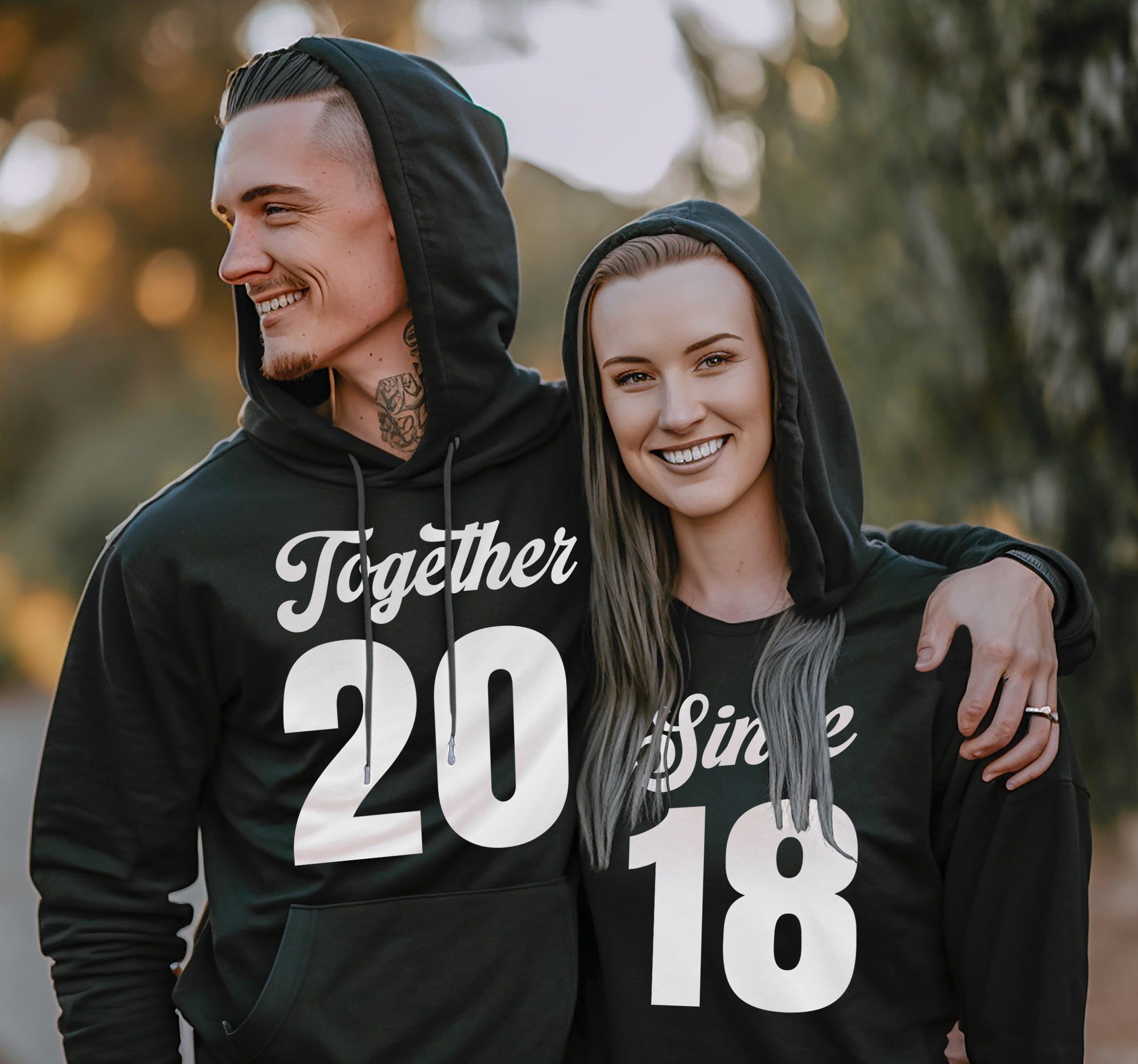 Hoodie met tekst together en getal voor koppels