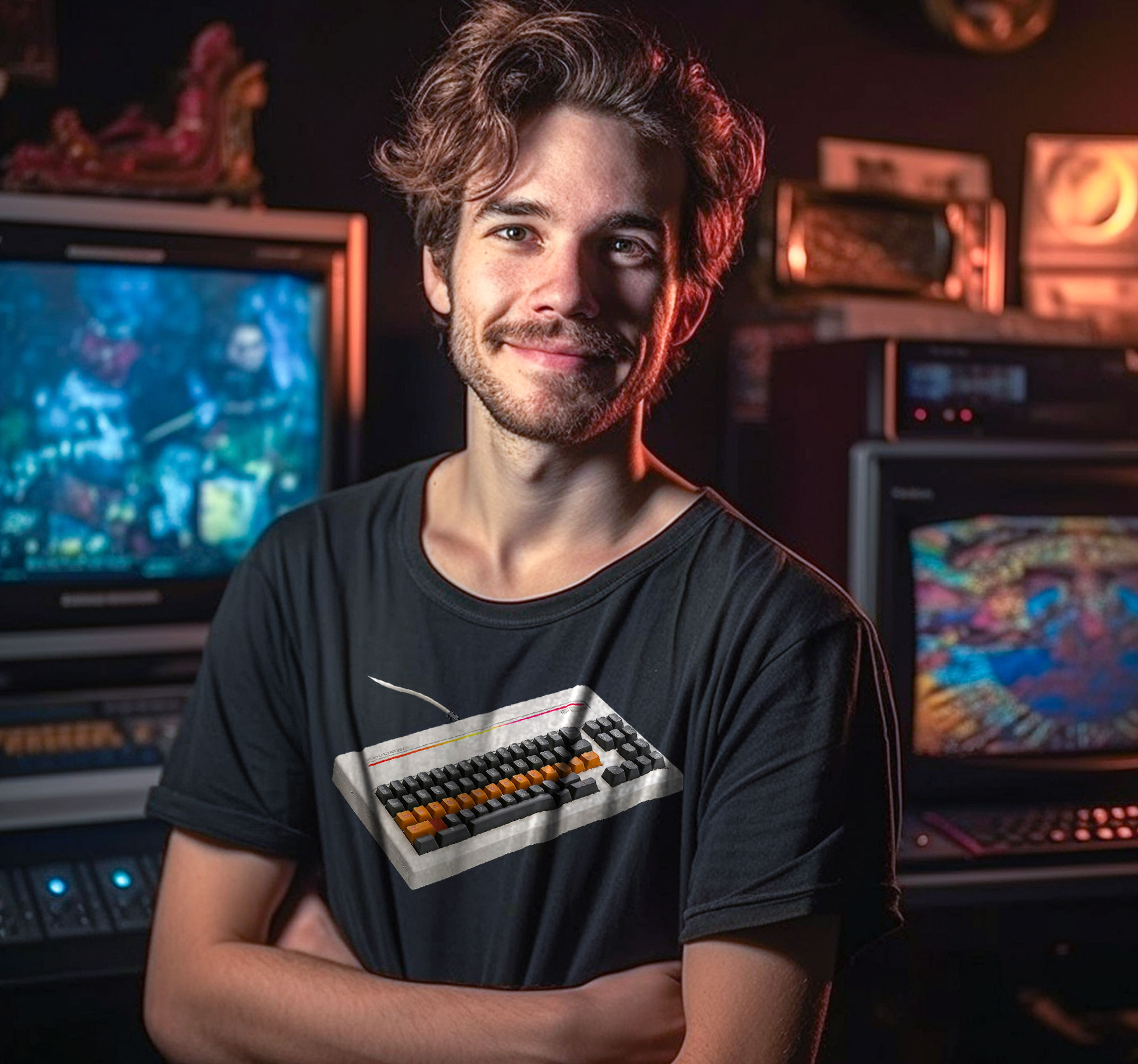 Camiseta teclado de ordenador retro