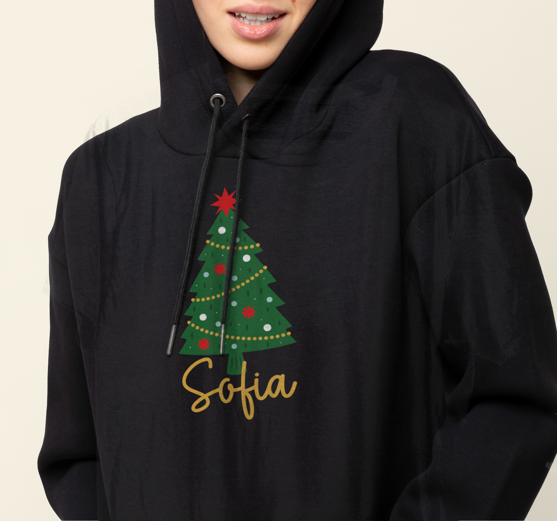 Sudadera navideña árbol con nombre