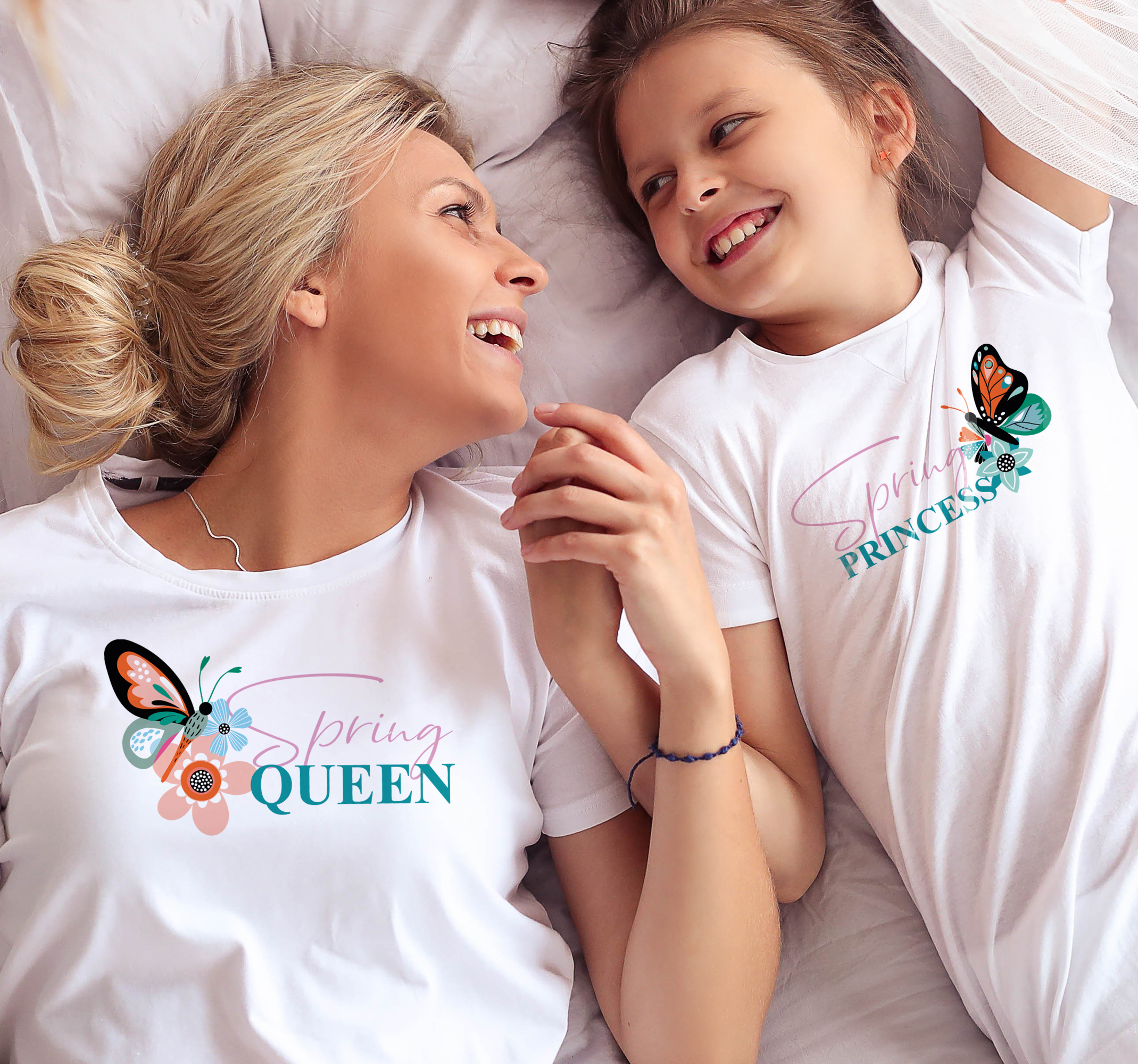 Camiseta madre y hija primavera reina y princesa