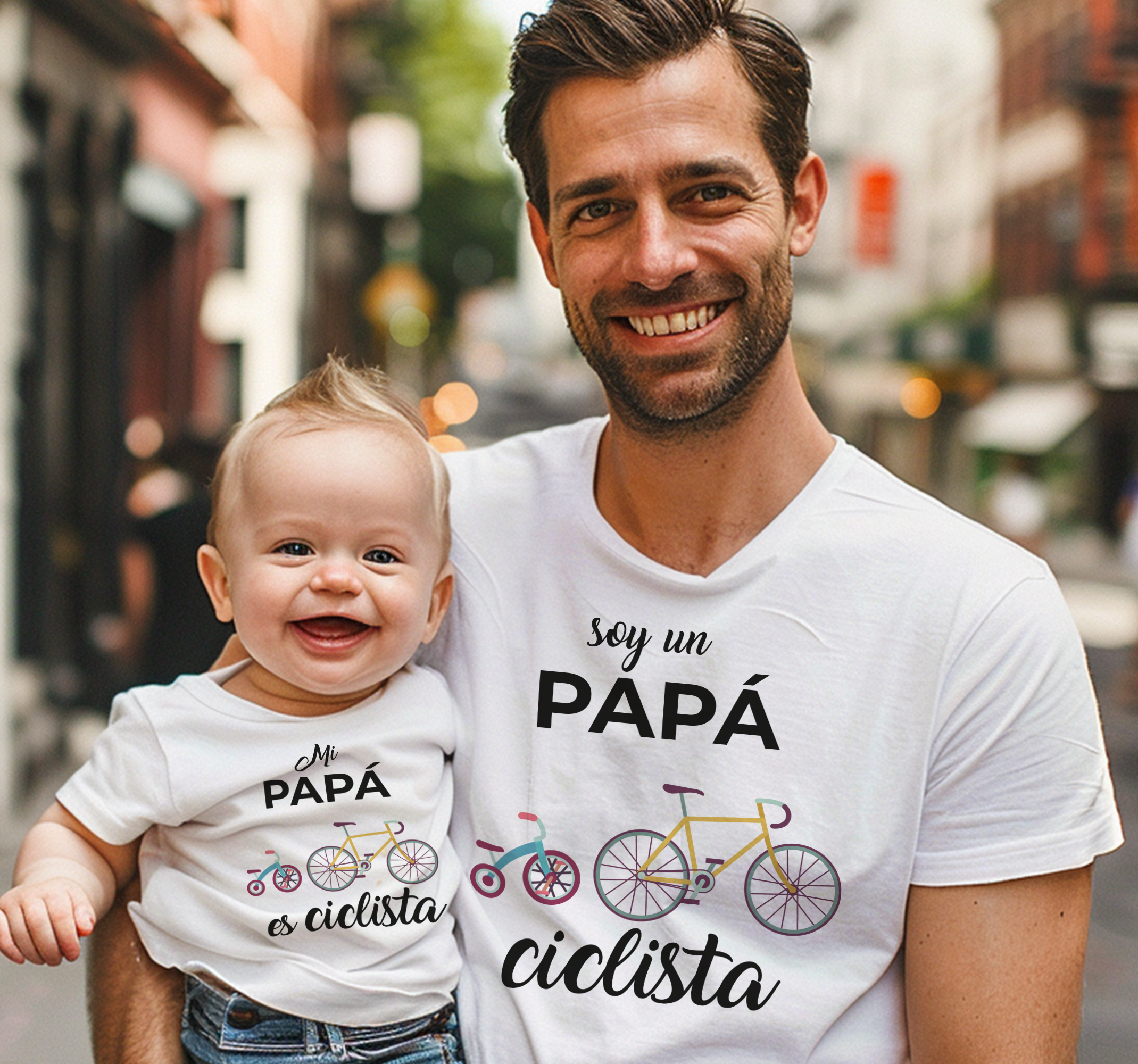 Camiseta padre e hijo soy un papá ciclista