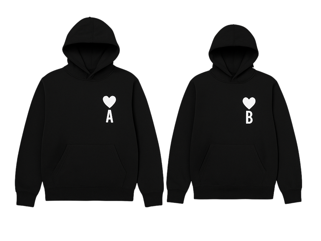 Custom name initials and heart hoodie - TenStickers