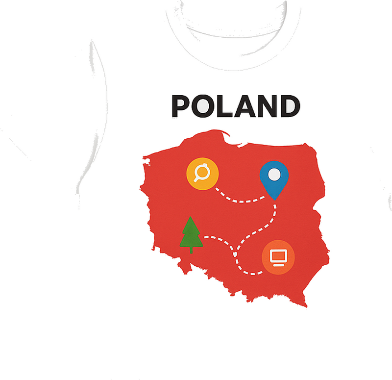 Koszulka dziecięca z interaktywną mapą polski - TenStickers