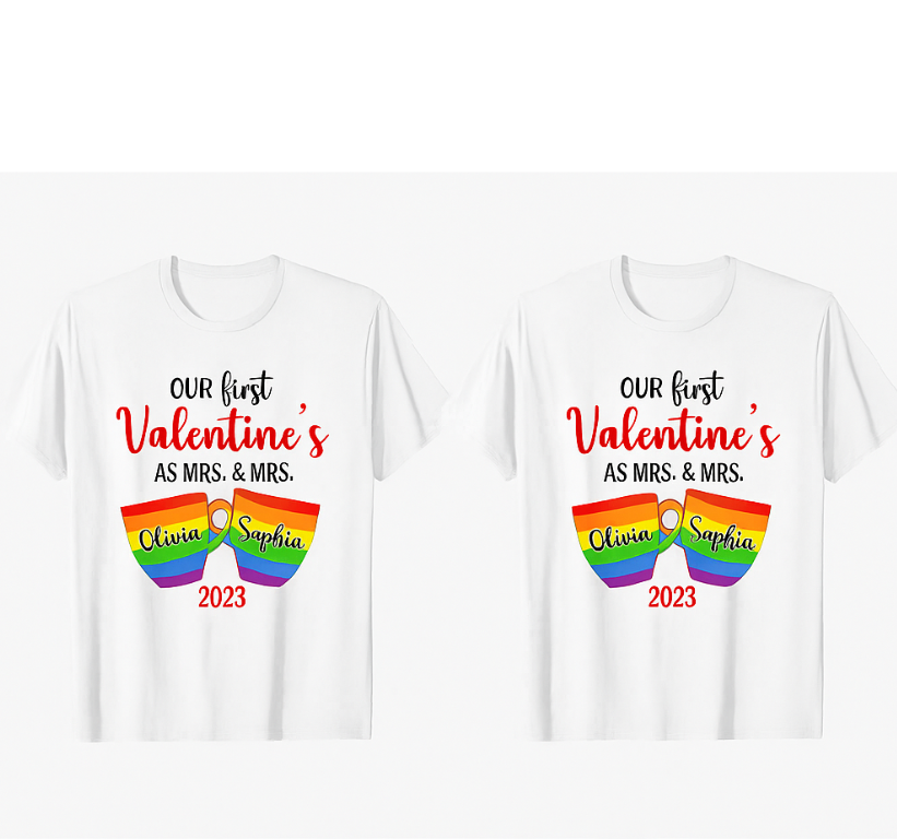 Couple t shirts lgbt first valentine's day - TenStickers
