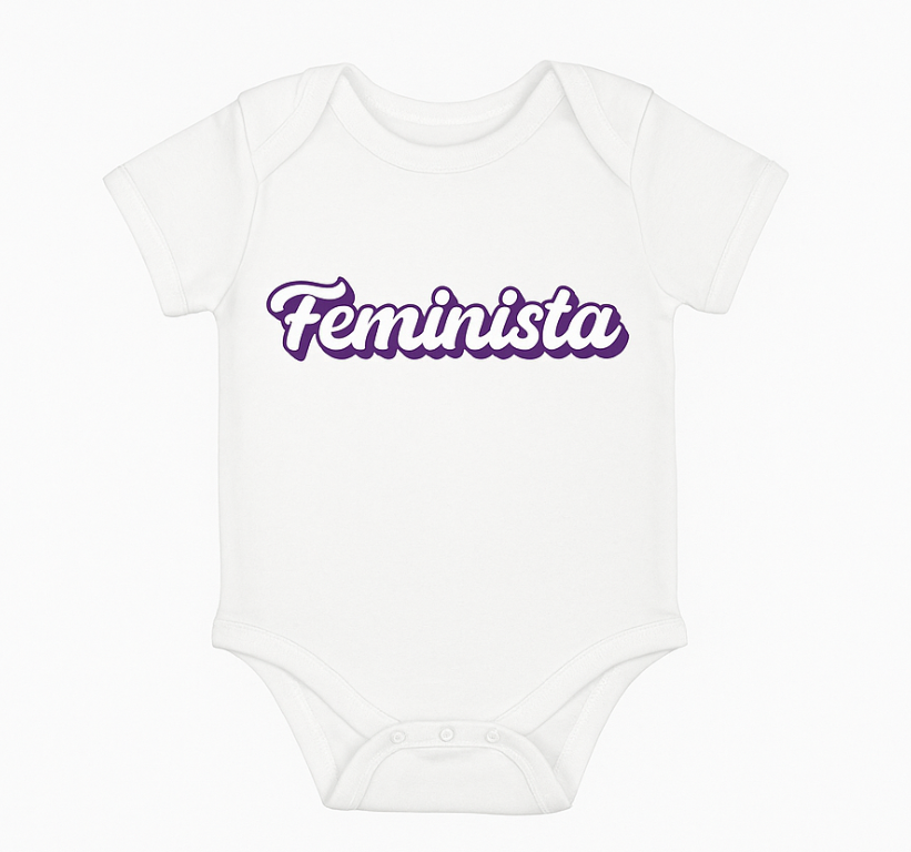 Body feminista diseño tipográfico minimalista violeta escritura f - TenVinilo