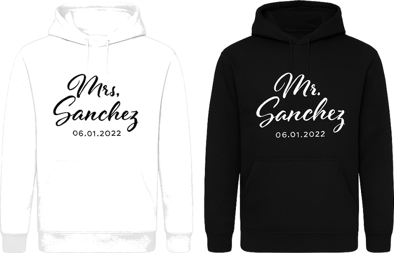 Couple t-shirts mr & mrs "sanchez" - TenStickers