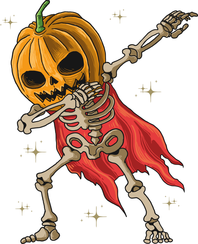 junio Rústico Alérgico Camiseta de Halloween Dapping esqueleto con calabaza - TenVinilo