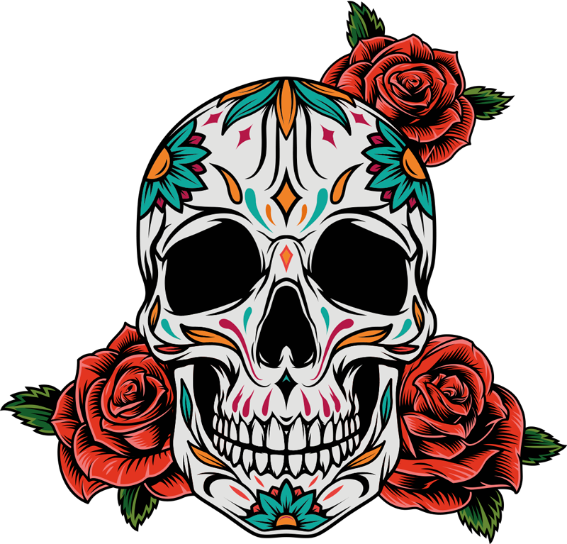 Mexican Style Floral Skull Halloween Shirt Tenstickers