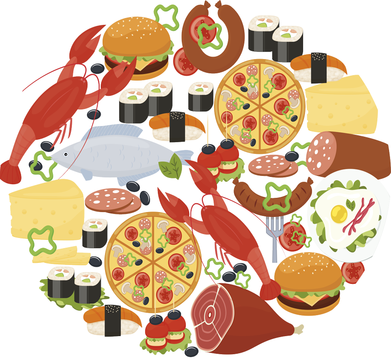 圈自定义t恤中的食物图标 - TenStickers