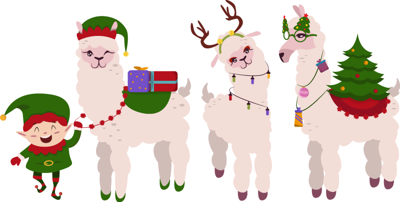Festive Llama Christmas shirt - TenStickers
