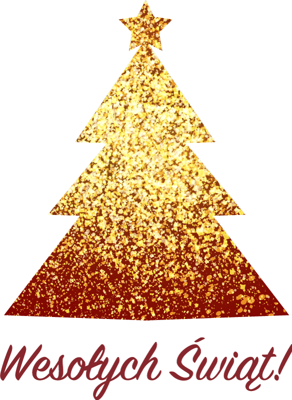 Koszulka świąteczna złota zakurzona choinka - TenStickers