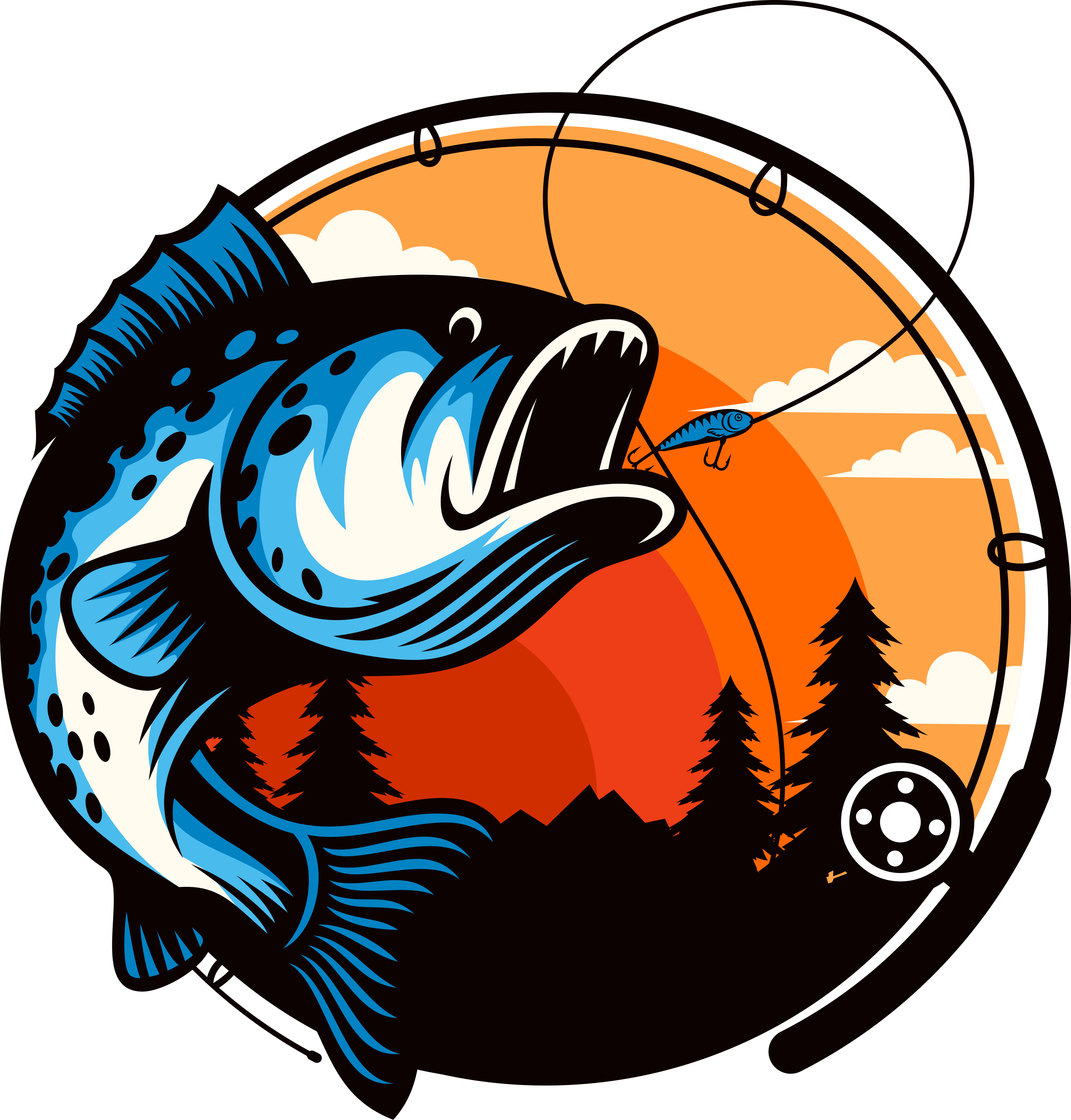 Bass fish fishing illustration t-shirt - TenStickers