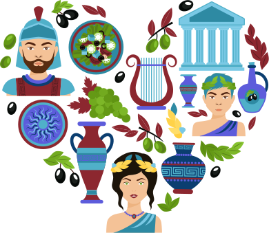 ελληνικά σύμβολα καρδιά ζευγάρι μπλουζάκια - TenStickers