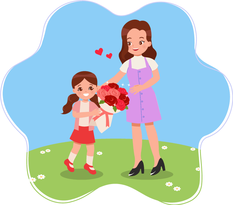 Camiseta Día de la Madre Niña ofreciendo una rosa a su mamá - TenVinilo