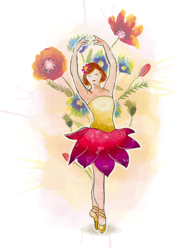 Camiseta personalizada bailarina con vestido de flores - TenVinilo