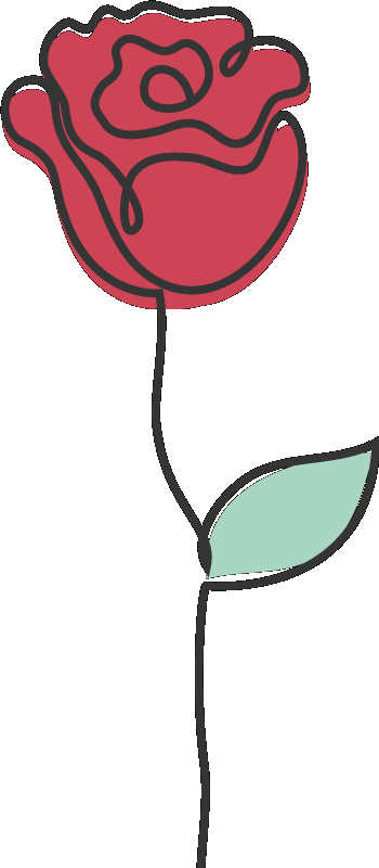 Drăguț trandafir roșu linie art design tricou personalizat - TenStickers