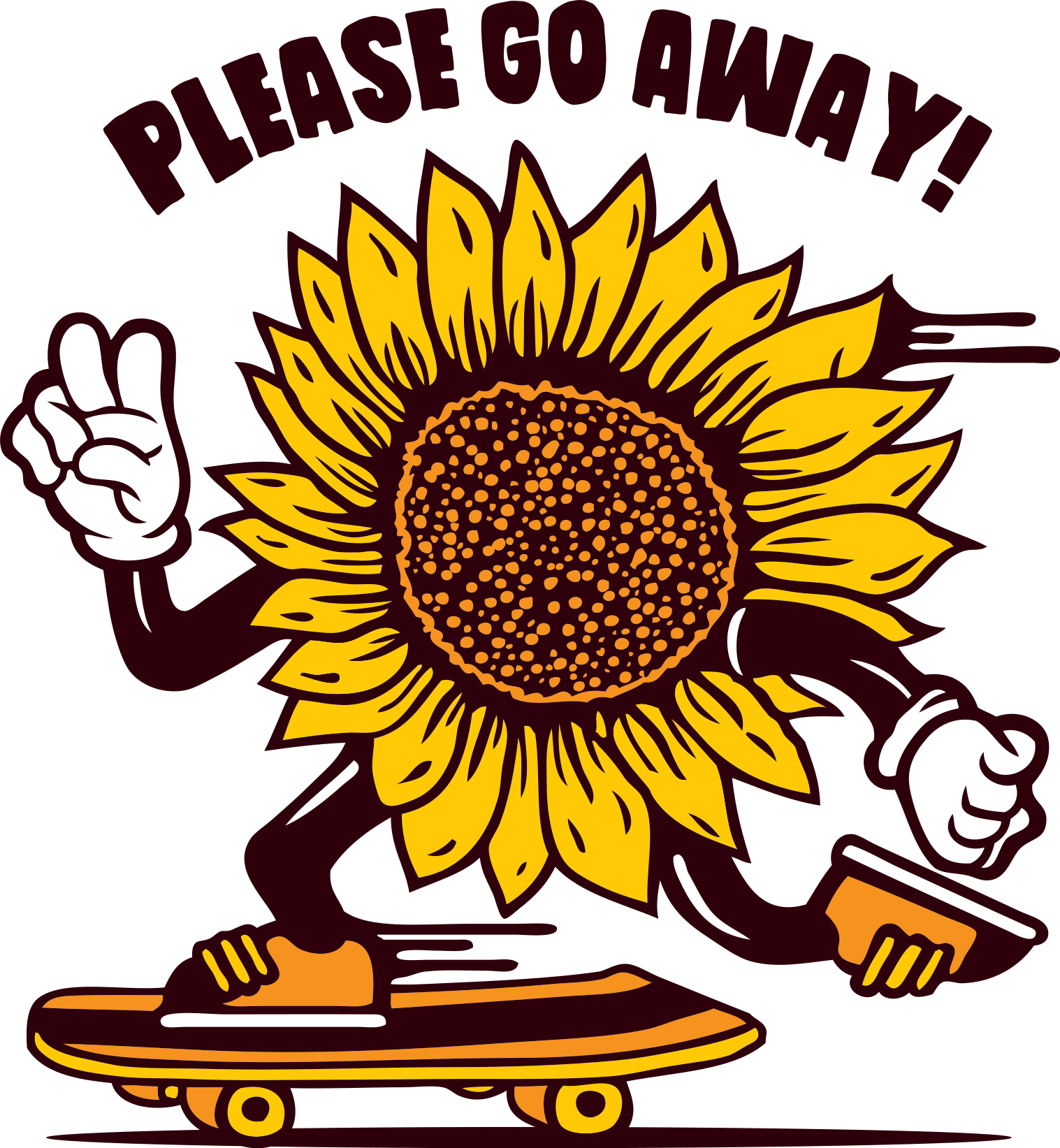 Girasol de dibujos animados con camiseta de skate - TenVinilo