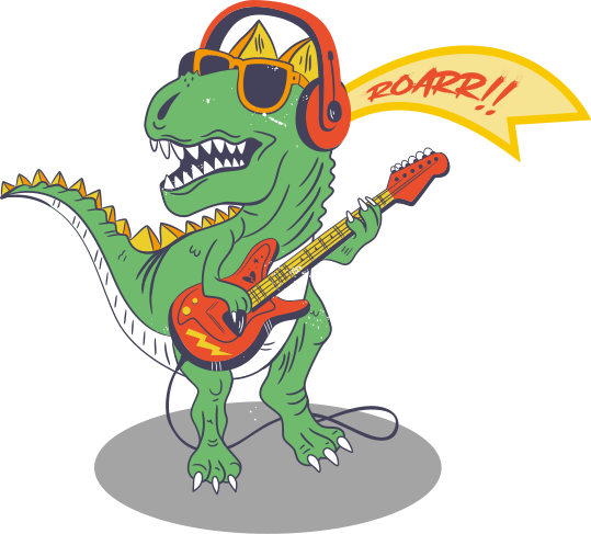 Vintage Rocking Guitar T-Rex Dinosaur Poster