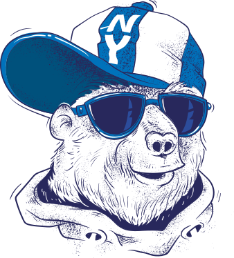 蓝熊卡通涂鸦定制t恤 - TenStickers