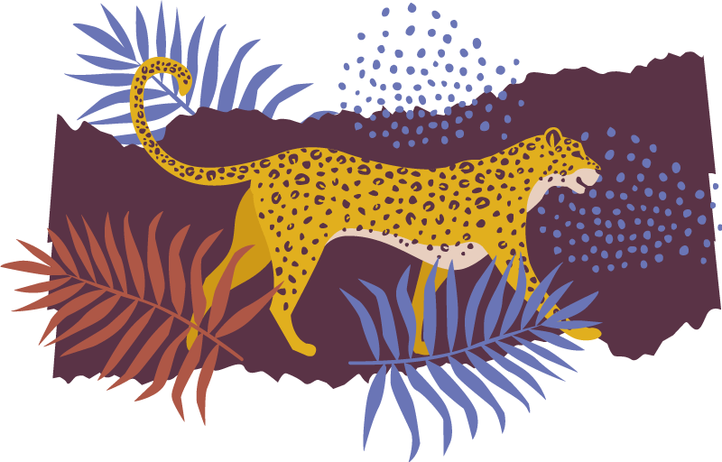 Tropikal yaprak leopar desenli özel tişört - TenStickers