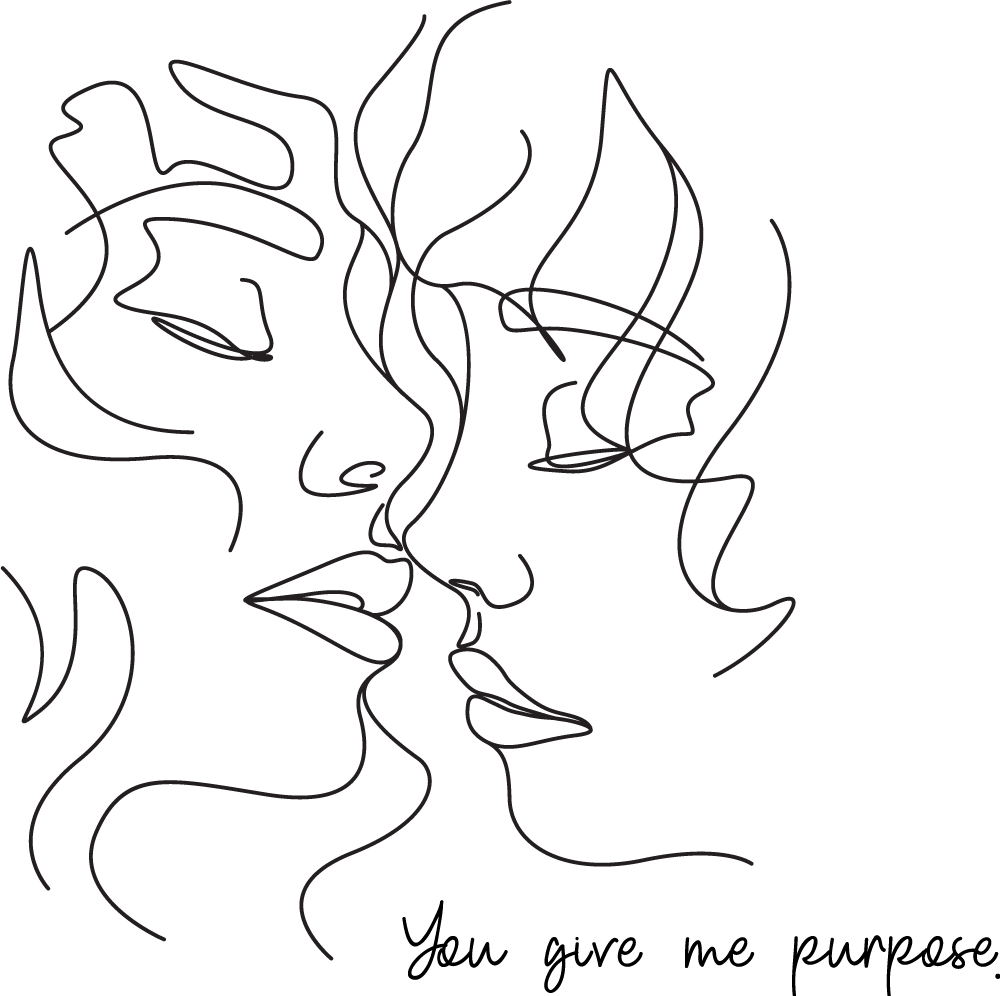 Line Art Couple Faces Couple t shirts - TenStickers