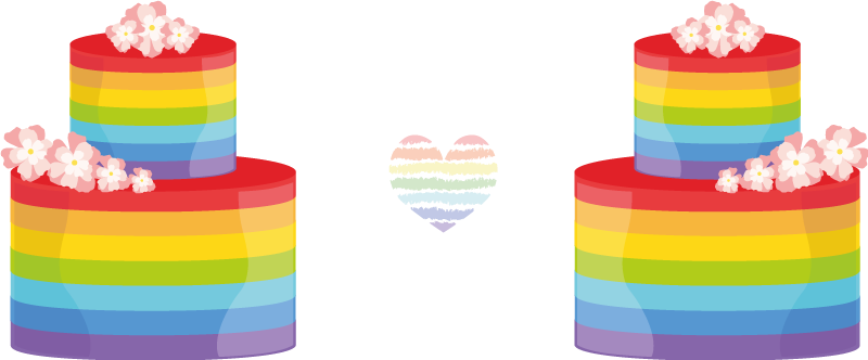 Two couple rainbow cakes matching shirts for couples - TenStickers