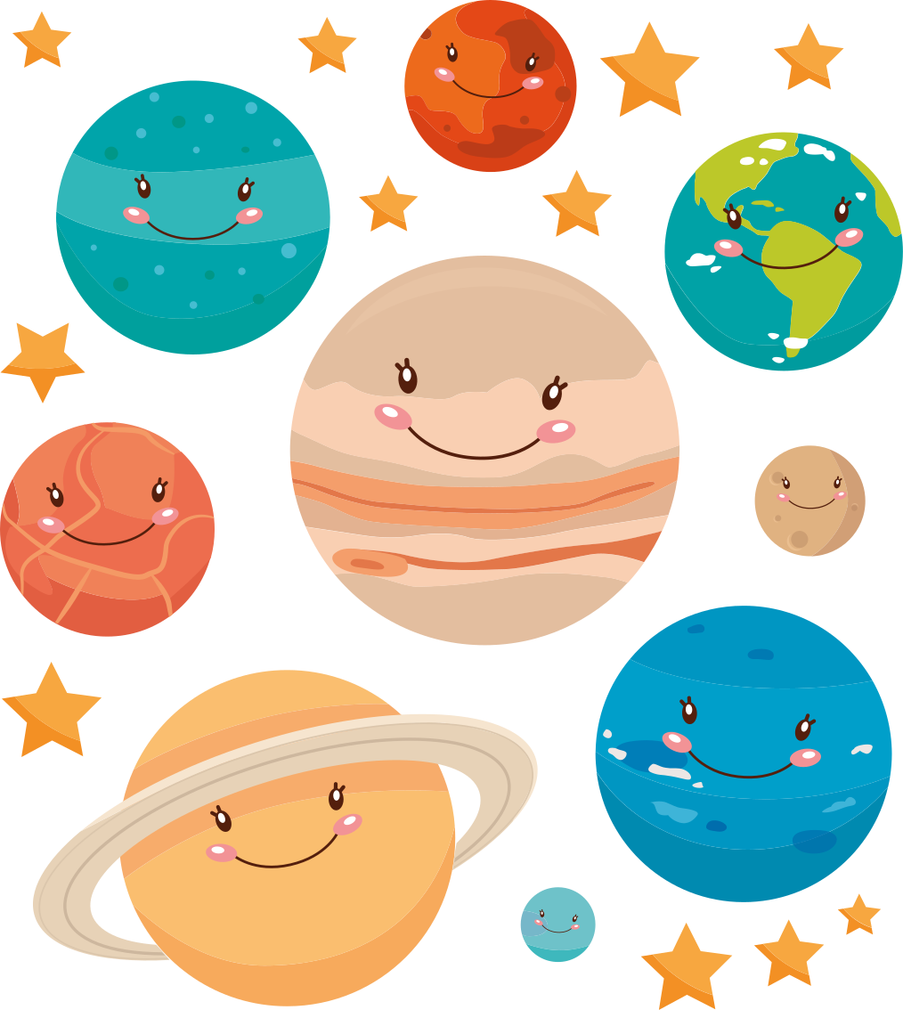 Camiseta niños Planetas sonrientes de dibujos animados - TenVinilo