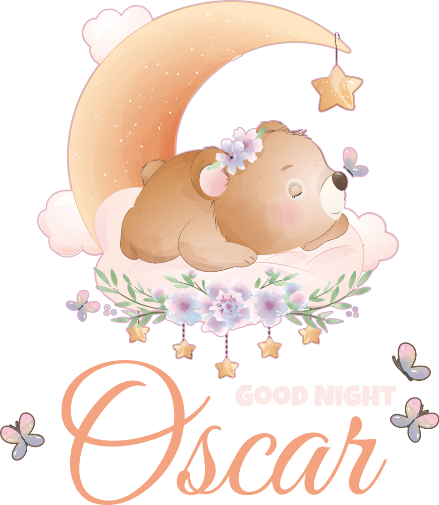 Urso fofo para menino com T-shirtde bebê com nome - TenStickers