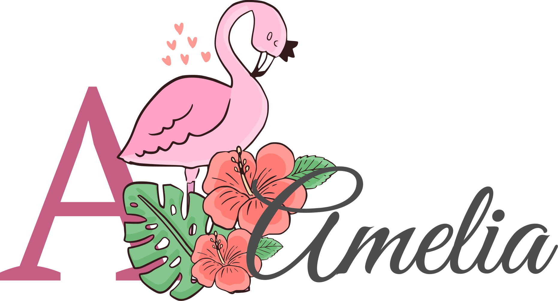 Cute animals flamingo with name Baby t-shirt - TenStickers