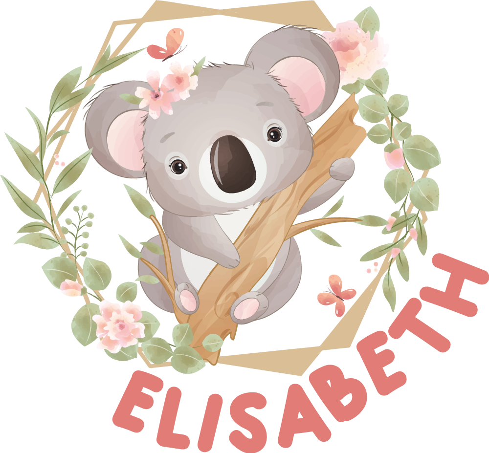 Cute animals koala with name Baby t-shirt - TenStickers