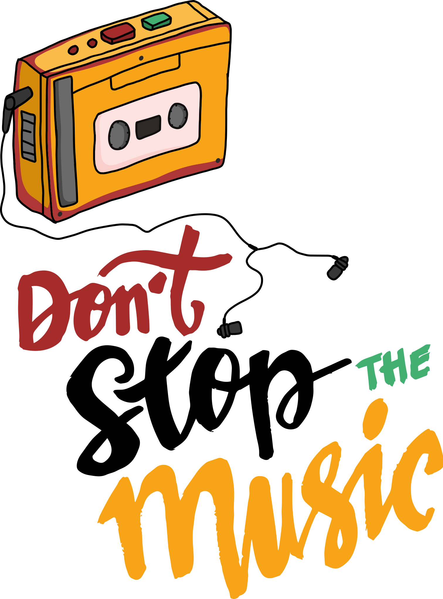 ρετρό μπλουζάκι με εικονογράφηση κασέτα walkman - TenStickers