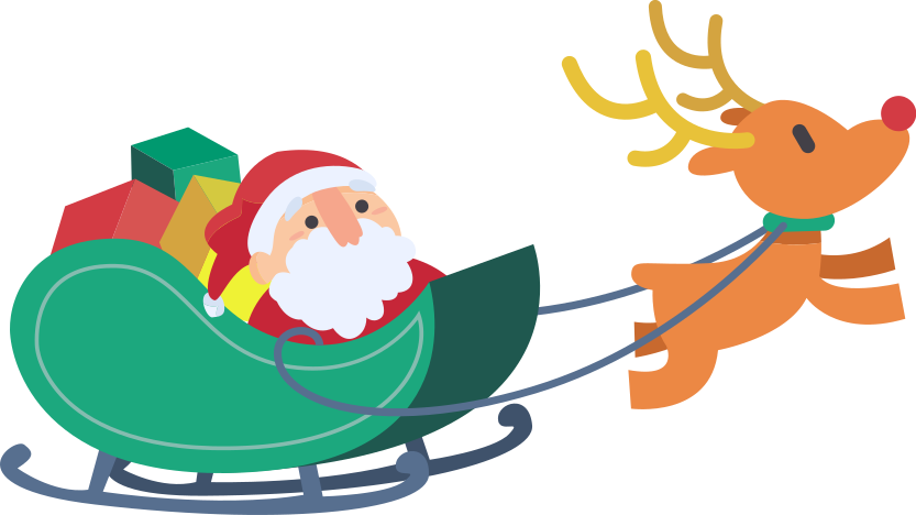 Camiseta de navidad Santa en su trineo con renos - TenVinilo