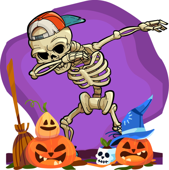 Cartoon skeleton doing a dab Halloween t-shirt - TenStickers