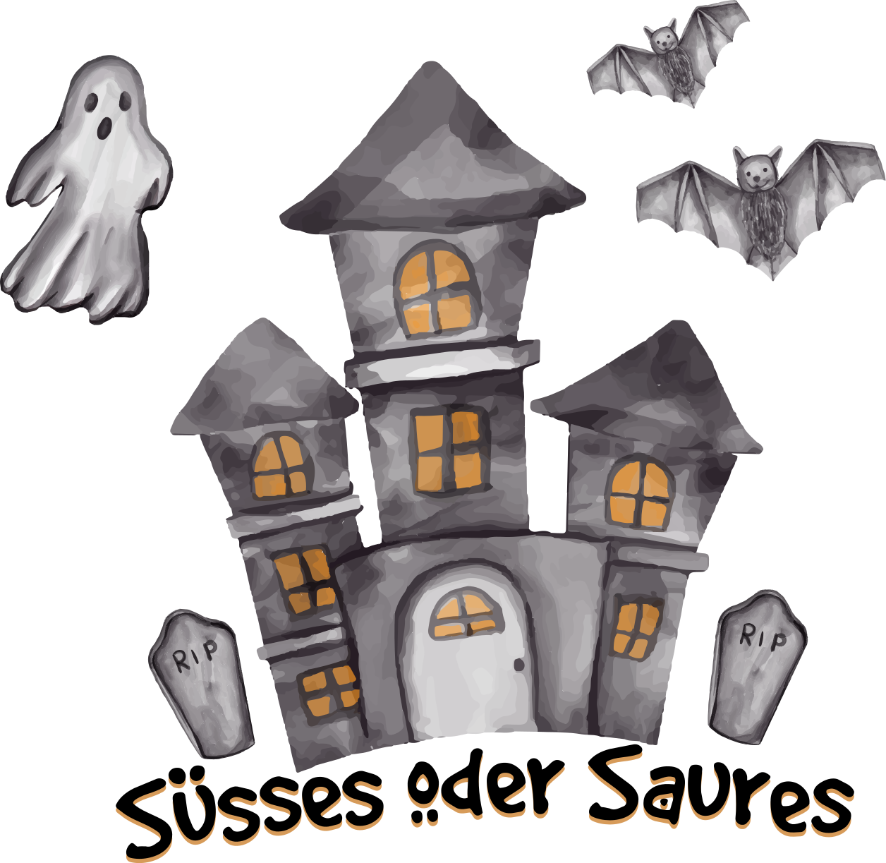 T Shirt Halloween geister und fledermäuse spukschloss - TenStickers