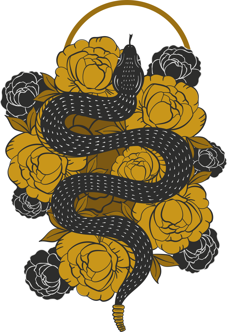 Hadí květinový motiv Tričko - TenStickers