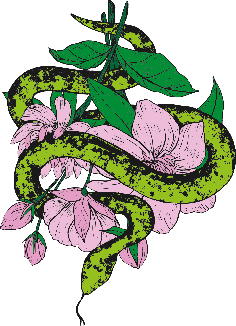 φωτεινό πράσινο φίδι εικονογράφηση προσαρμοσμένο μπλουζάκι - TenStickers