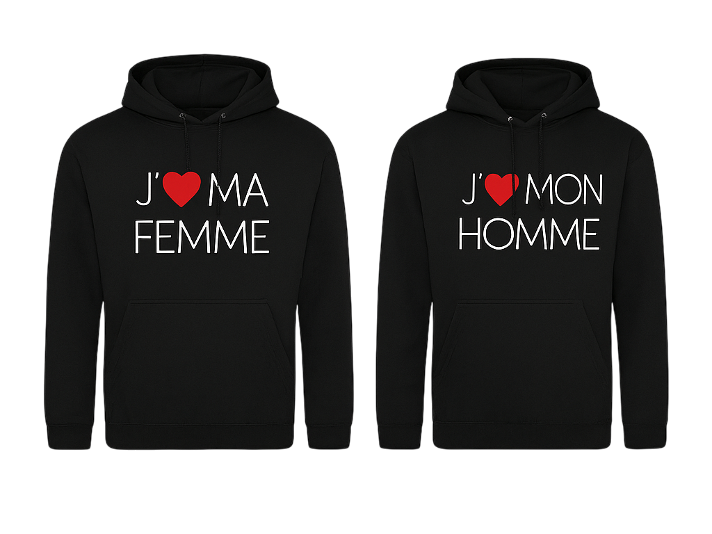 Sweat j'aime ma femme et mon mari - TenStickers