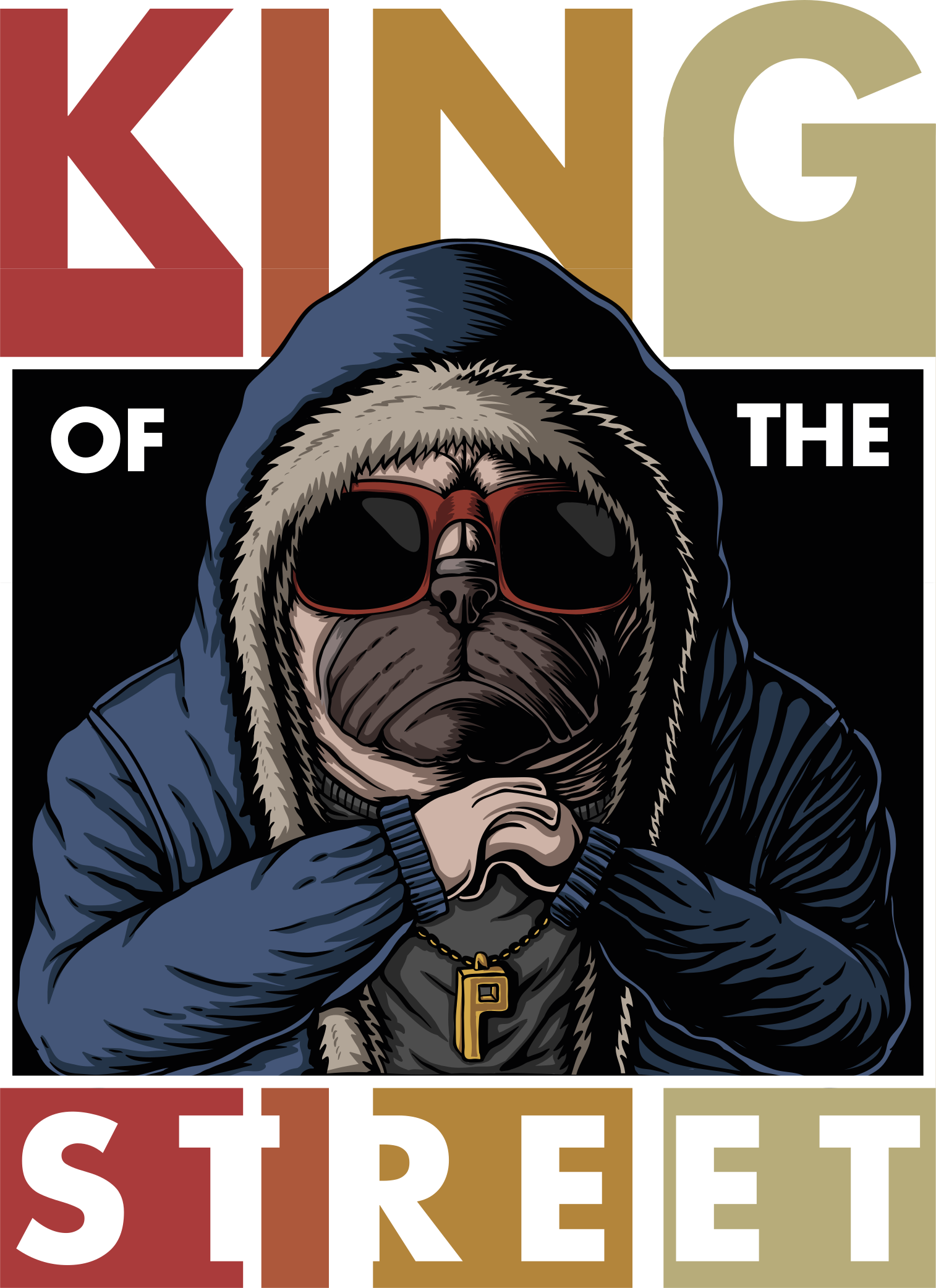 Pug King Streetwear t-shirt - TenStickers