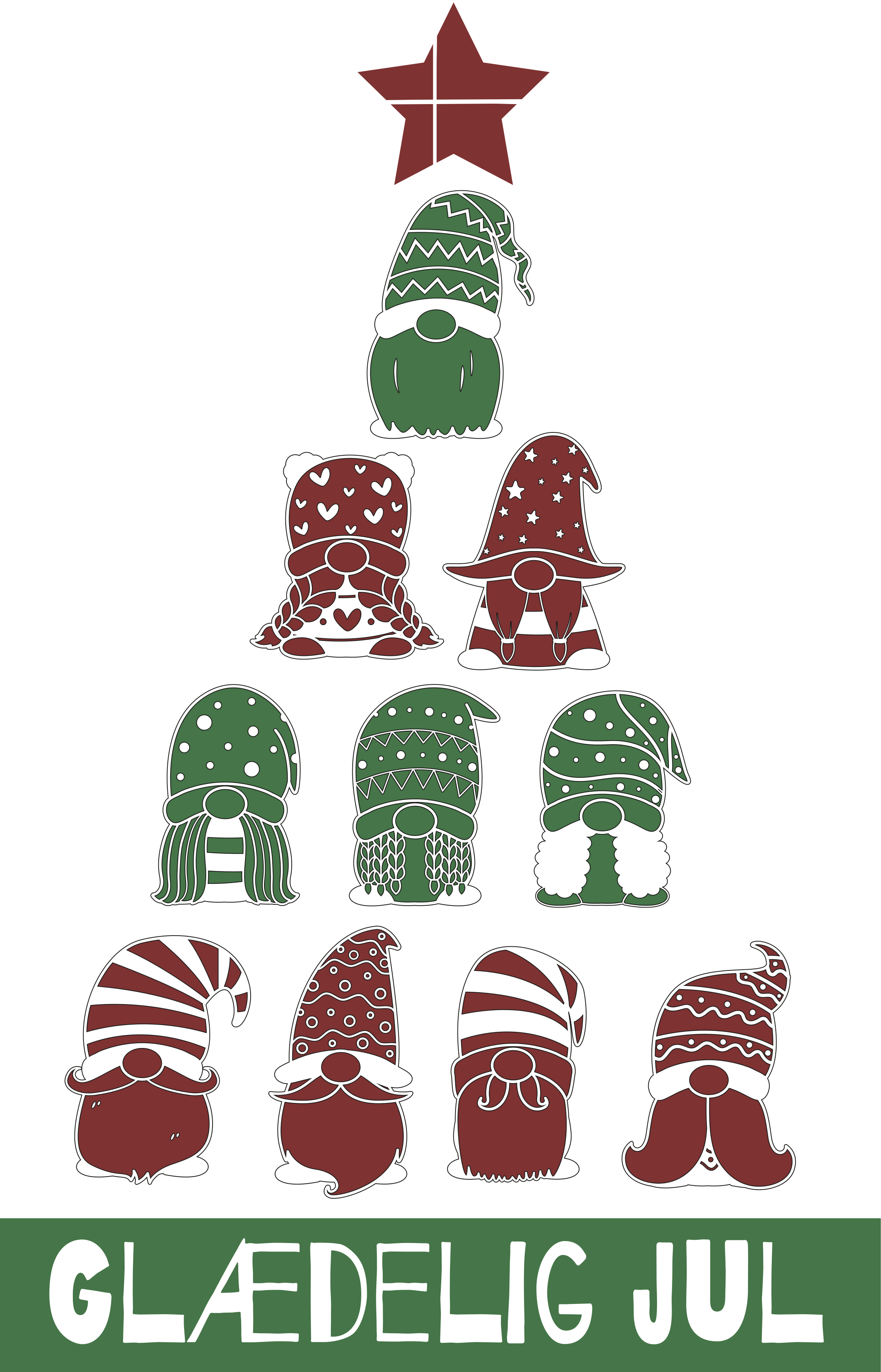 Juletræ med flag og nisser juleskjorte - TenStickers