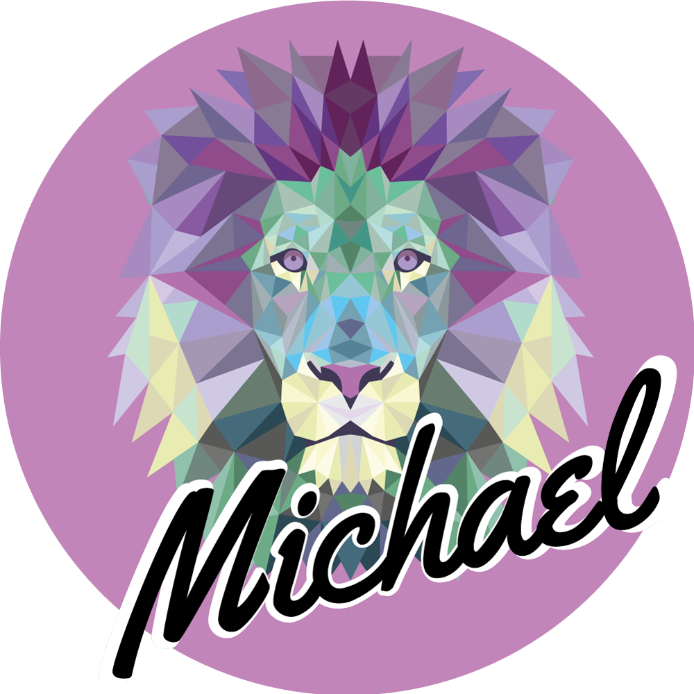 Geometricko-fialová trička lva se jménem - TenStickers