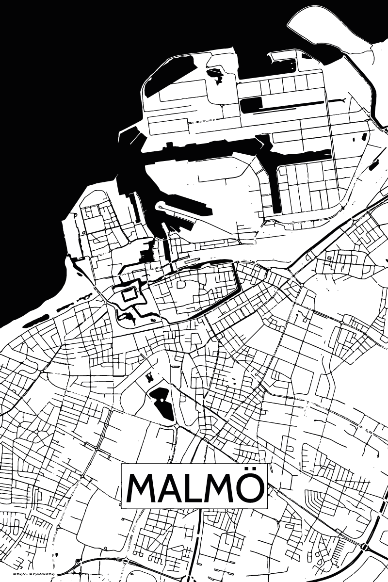 Karta över malmö anpassad t-shirt - Tenstickers