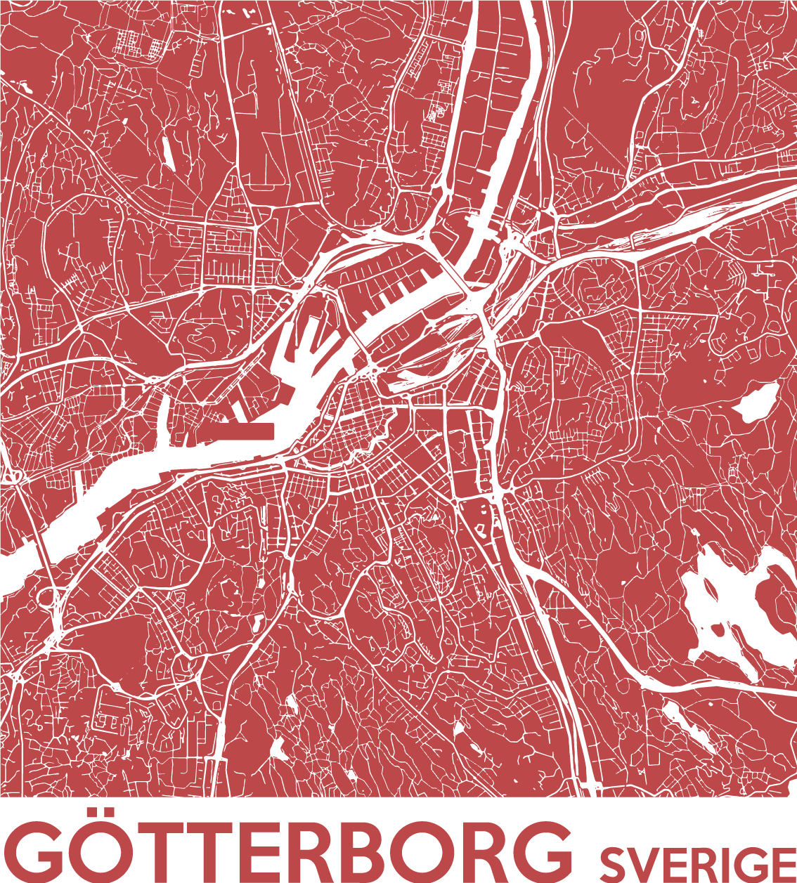 Karta över göteborg anpassad t-shirt - Tenstickers