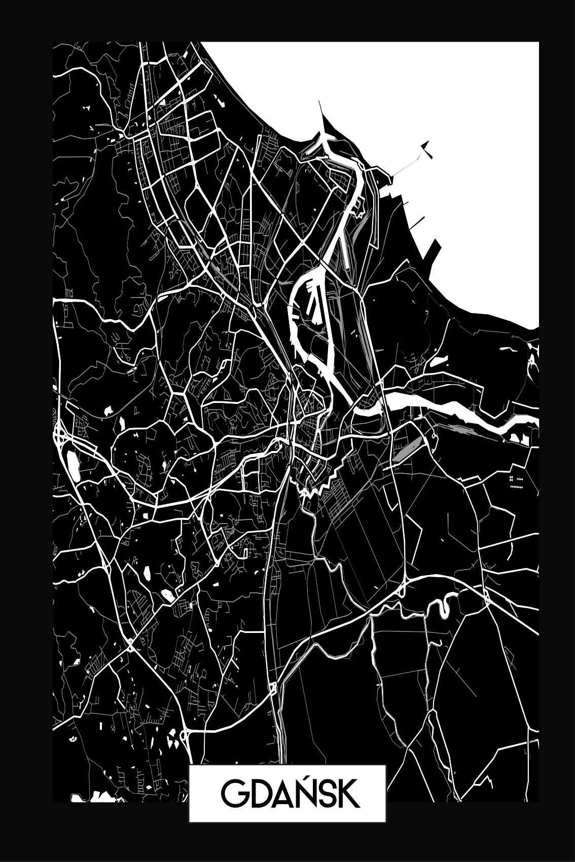 Koszulka Mapa topograficzna gdańska - TenStickers