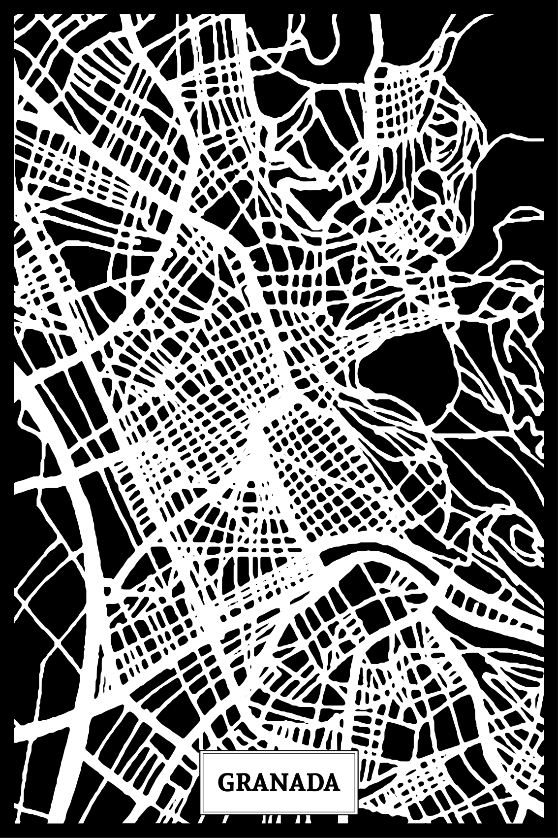 Camiseta con el mapa topográfico Granada - TenVinilo