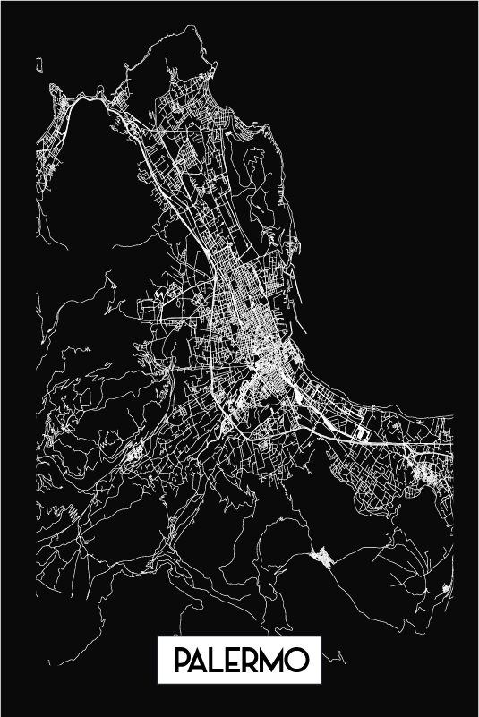 Palermo maglietta donna carta topografica - TenStickers