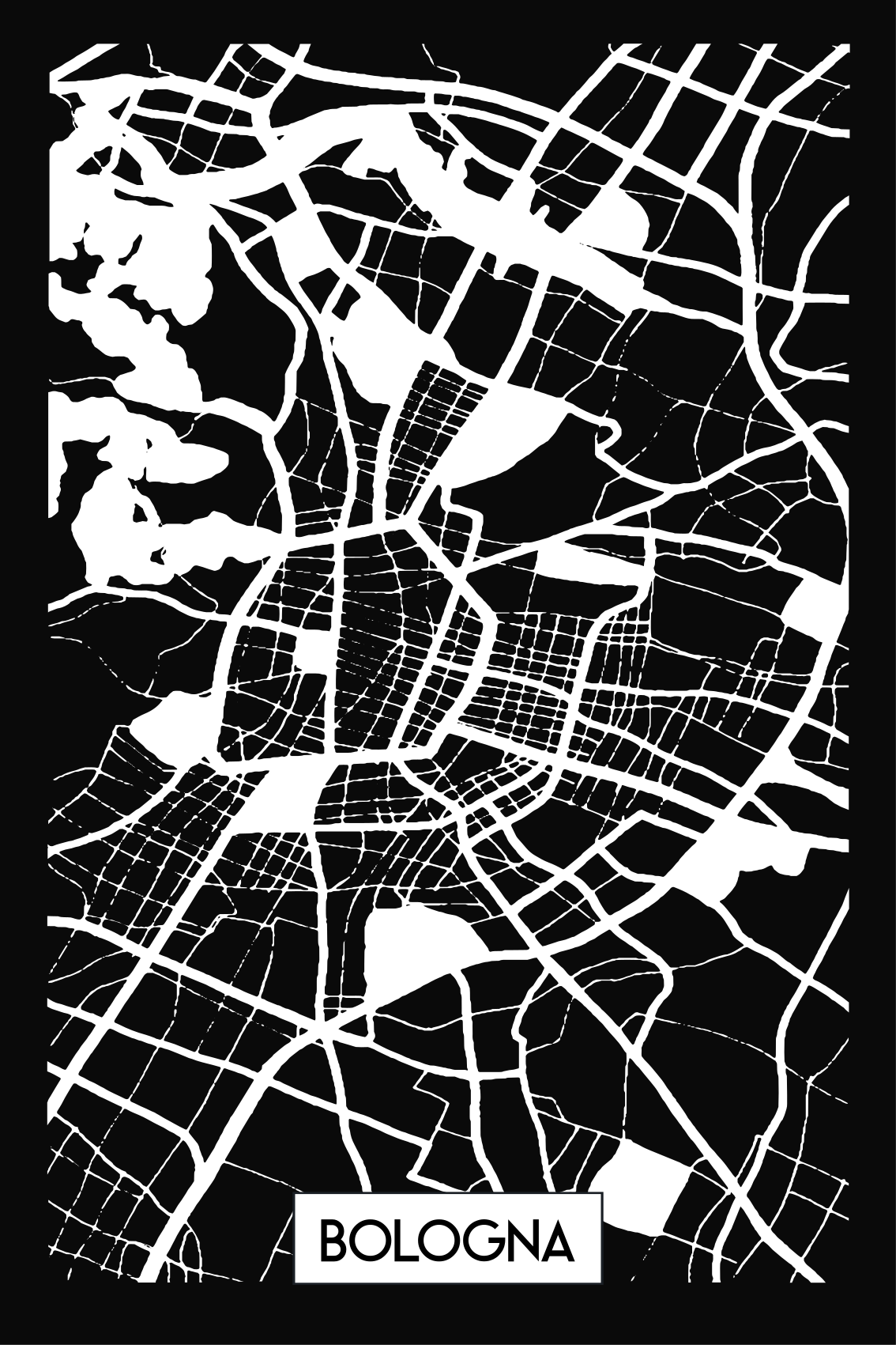 maglietta nera Bologna carta topografica - TenStickers