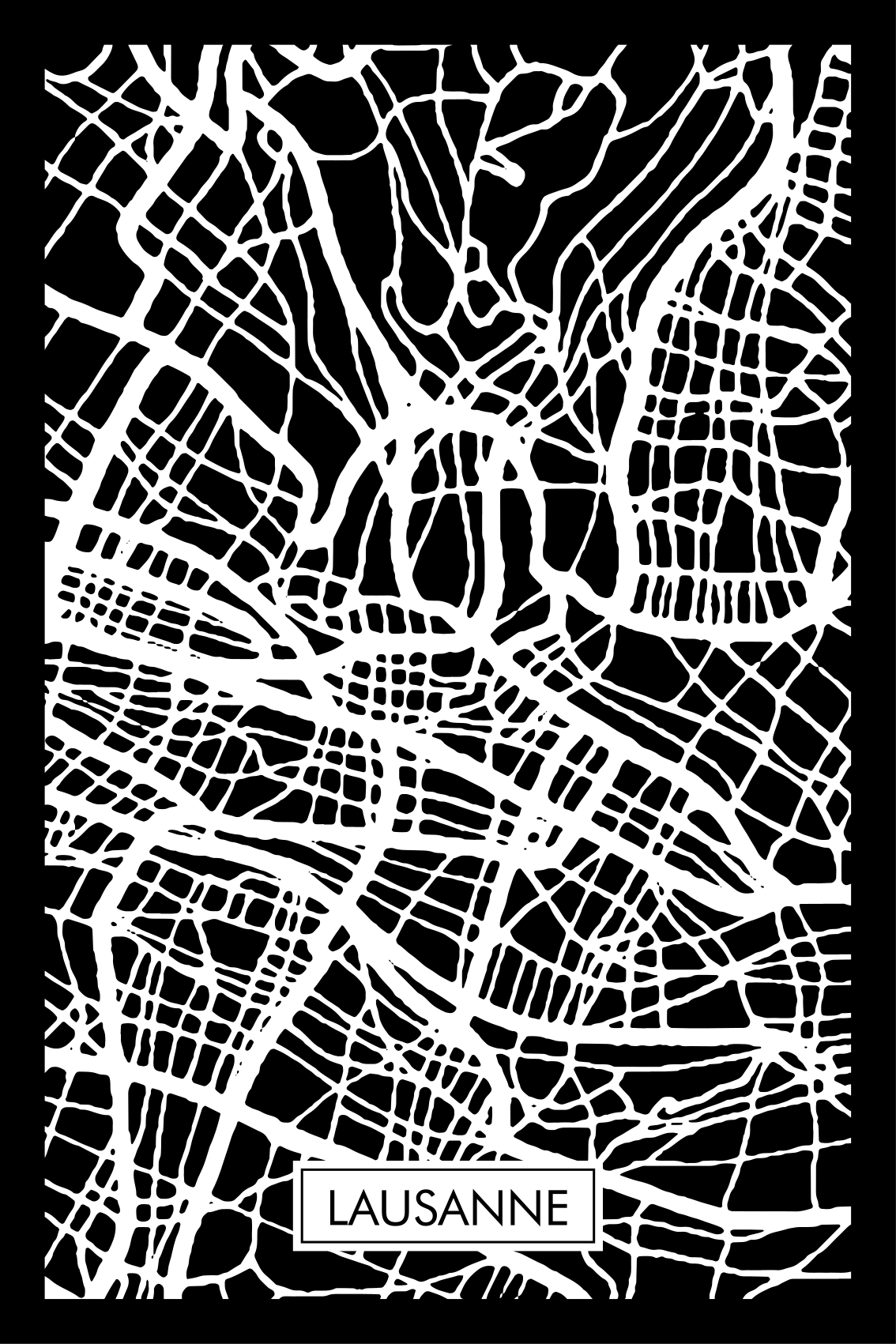 T-Shirt Karte von Lausanne mit Fluss - TenStickers