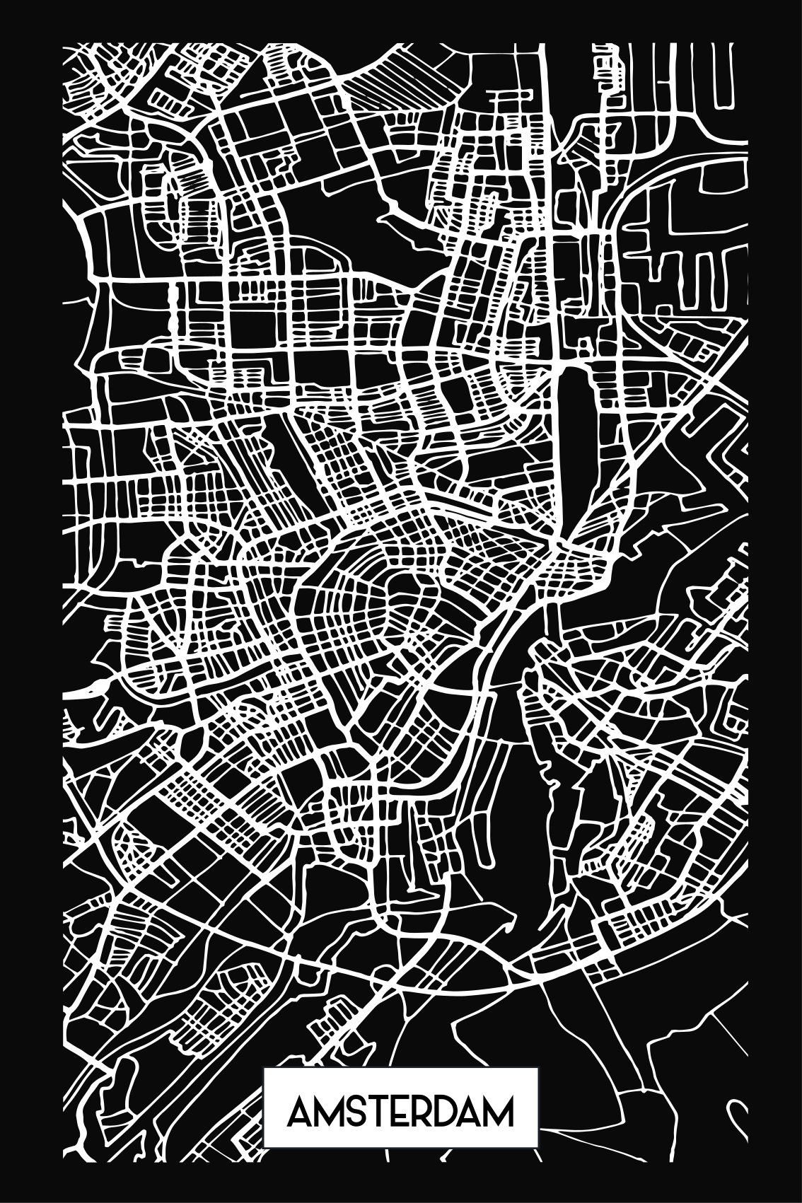 Amsterdam topografische kaart T-shirt - TenStickers